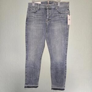 NWT 7 For All Mankind Ankle Gwenevere Skinny Jeans 32 Medium Blue Denim